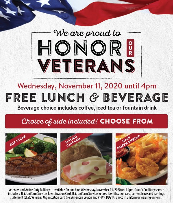 ᐅ Sizzler Veteran's Day Special Discount for 2020 Free Lunch!!!